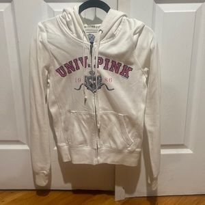 White zip up hoodie 86 university of pink